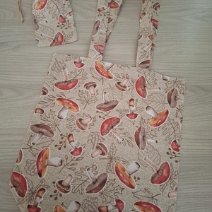 Őszi szatyor és zsákocska szett - gombás, Táska & Tok, Bevásárlás & Shopper táska, Shopper, textiltáska, szatyor, Varrás, MESKA