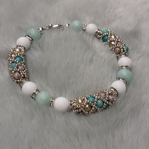 Amazonit-achát karkötő, Ékszer, Karkötő, Ásványkarkötő, Ékszerkészítés, MESKA