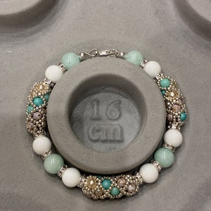 Amazonit-achát karkötő - ékszer - karkötő - ásványkarkötő - Meska.hu