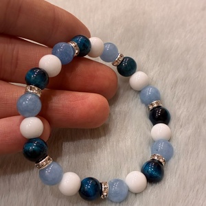 Tigrisszem-kalcedon-achát ásvány karkötő - ékszer - karkötő - ásványkarkötő - Meska.hu