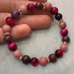 Tigrisszem-sugilit-rodinit ásvány karkötő - Meska.hu