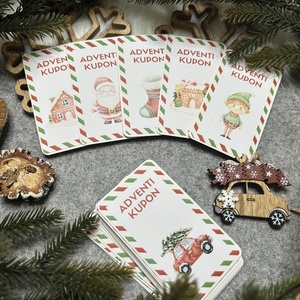 Adventi kupon - piros-fehér karácsonyi - karácsony - adventi díszek - adventi naptár - Meska.hu