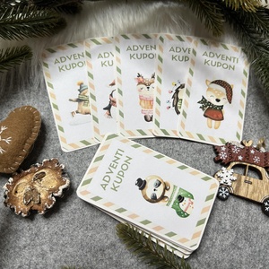 Adventi kupon - fehér-barna állatos, Karácsony, Adventi díszek, Adventi naptár, Papírművészet, MESKA