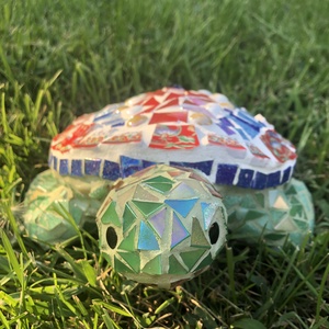 Zöld üvegmozaik kerti dísz, teknős - Meska.hu