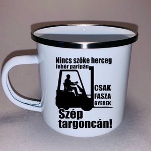 Targoncás zománcozott fém retró bögre, Otthon & Életmód, Konyhafelszerelés, tálalás, Tálalás, Bögre & Csésze, Mindenmás, MESKA