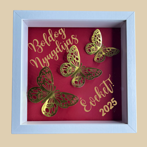 Bordó-arany pillangó 3D kép, Otthon & Életmód, Dekoráció, Kép & Falikép, 3d képek, , MESKA