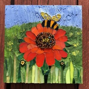 Mozaik kép vidám nyári virággal - otthon & életmód - dekoráció - kép & falikép - mozaik kép - Meska.hu