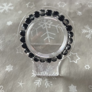 Fekete üveggyöngy karkötő , Ékszer, Karkötő, Gyöngyös karkötő, Ékszerkészítés, Gyöngyfűzés, gyöngyhímzés, MESKA