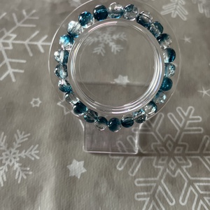 Kék üveggyöngy karkötő , Ékszer, Karkötő, Gyöngyös karkötő, Ékszerkészítés, Gyöngyfűzés, gyöngyhímzés, MESKA