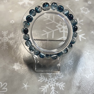 Kék üveggyöngy karkötő , Ékszer, Karkötő, Gyöngyös karkötő, Ékszerkészítés, Gyöngyfűzés, gyöngyhímzés, MESKA