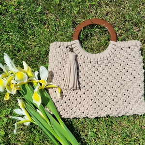 Makramé elegancia táska - táska & tok - kézitáska & válltáska - kézitáska - Meska.hu