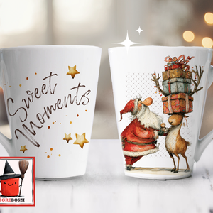 Karácsonyi Latte Bögre  /  Télapó és Rudolf - otthon & életmód - konyhafelszerelés, tálalás - tálalás - bögre & csésze - Meska.hu