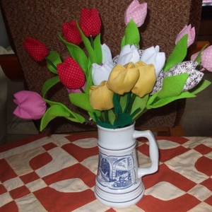 Anyák napi textil tulipáncsokor - otthon & életmód - dekoráció - virágdísz és tartó - csokor & virágdísz - Meska.hu