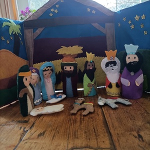 Ujjbáb készlet: Betlehem - karácsony - karácsonyi lakásdekoráció - ünnepi asztaldekoráció - Meska.hu