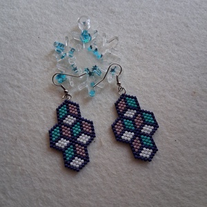 Gyöngyfűzött fülbevaló 3D, Ékszer, Fülbevaló, Lógó fülbevaló, Ékszerkészítés, MESKA