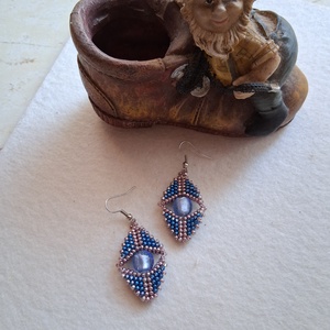 Vigyázó szem Gyöngyfűzött fülbevaló  - ékszer - fülbevaló - lógó fülbevaló - Meska.hu