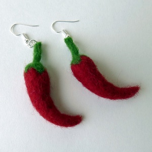 Kalocsai paprika - nemezelt fülbevaló merinói gyapjúból - ékszer - fülbevaló - lógó fülbevaló - Meska.hu Kalocsai paprika - nemezelt fülbevaló merinói gyapjúból - ékszer - fülbevaló - lógó fülbevaló - Meska.hu