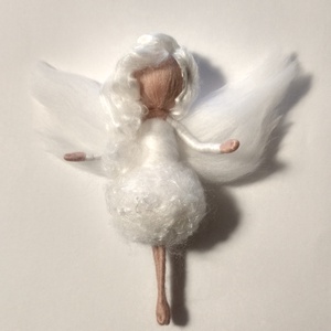Hófehér tündér - gyapjú tündér, fehér színben, selyemmel, Otthon & Életmód, Dekoráció, Dísztárgy, Baba-és bábkészítés, Nemezelés, MESKA