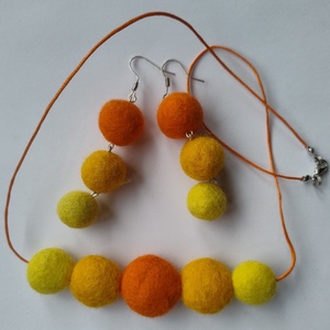 Citrus ékszerszett - gyapjúból nemezelt nyaklánc és fülbevaló - ékszer - ékszerszett - Meska.hu