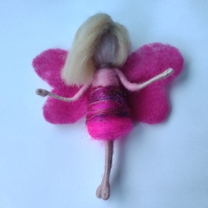 Ragyogó pink tündér - tűnemezelt gyapjú tündér, selyemmel - otthon & életmód - dekoráció - dísztárgy - Meska.hu