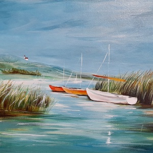 Szélcsendes Balaton- akrilfestmény vásznon - művészet - festmény - akril - Meska.hu