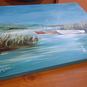 Szélcsendes Balaton- akrilfestmény vásznon - művészet - festmény - akril - Meska.hu