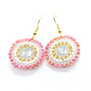 Sunrise - kör alakú gyöngy fülbevaló , Ékszer, Fülbevaló, Lógós kerek fülbevaló, Ékszerkészítés, Gyöngyfűzés, gyöngyhímzés, MESKA