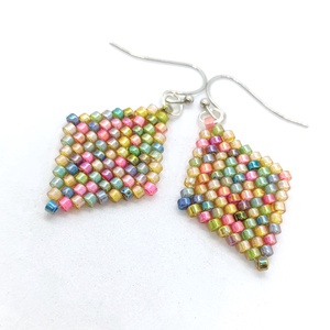 Ősz - peyote gyöngy fülbevaló , Ékszer, Fülbevaló, Lógó fülbevaló, Ékszerkészítés, Gyöngyfűzés, gyöngyhímzés, MESKA