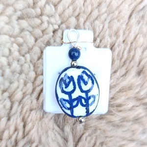 Tulipános kerámia medál, Ékszer, Nyaklánc, Medálos nyaklánc, Ékszerkészítés, MESKA