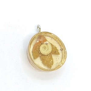 Gyanta medál galagonyalevéllel, csigával - Meska.hu