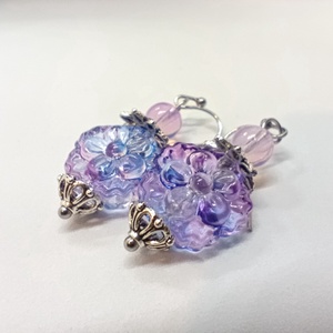 Kék virág fülbevaló , Ékszer, Fülbevaló, Lógó fülbevaló, Ékszerkészítés, MESKA