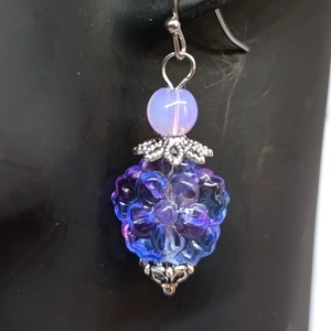 Kék virág fülbevaló  - ékszer - fülbevaló - lógó fülbevaló - Meska.hu