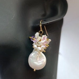 Tenyésztett gyöngy fülbevaló , Ékszer, Fülbevaló, Lógó fülbevaló, Ékszerkészítés, MESKA