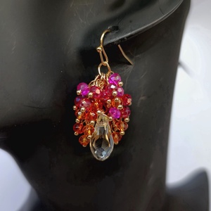 Piros-pink-narancs fülbevaló pár - Meska.hu