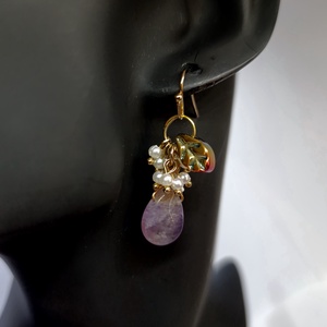 Ametiszt fülbevaló pár - ékszer - fülbevaló - lógó fülbevaló - Meska.hu