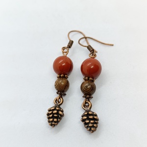 Tobozos fülbevaló pár , Ékszer, Fülbevaló, Lógó fülbevaló, Ékszerkészítés, Gyöngyfűzés, gyöngyhímzés, MESKA