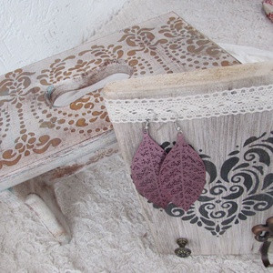 Fehér-arany mintás kis sámli (BOHOdesign karácsony kollekció) - Meska.hu