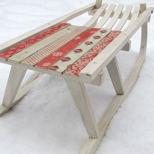 Piros szánkó - kézzel festett, felújított, szánkózásra, fotózásra is:) -  - Meska.hu