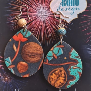 BOHOdesign aszimmetrikus fülbevaló - Dió, mogyoró - Meska.hu