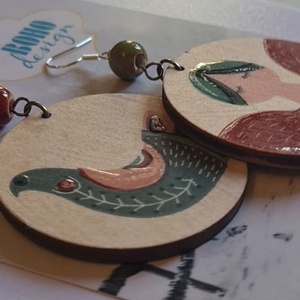 BOHOdesign aszimmetrikus fülbevaló - Angyal és madár - ékszer - fülbevaló - lógós kerek fülbevaló - Meska.hu