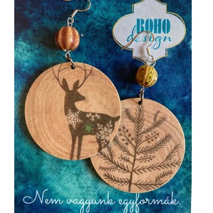 BOHOdesign aszimmetrikus fülbevaló - Szarvas és őz - Meska.hu