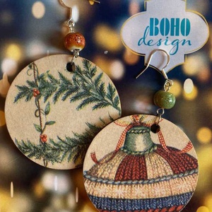 BOHOdesign aszimmetrikus fülbevaló - Kötött karácsonyfadísz - Meska.hu