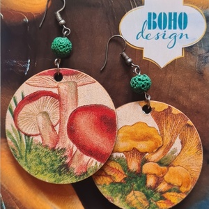 BOHOdesign aszimmetrikus fülbevaló - Rókagomba és vargánya - Meska.hu