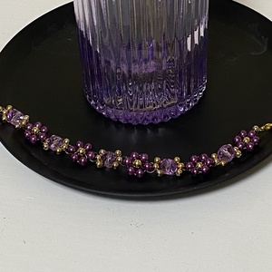 Lila karkötő, Ékszer, Karkötő, Gyöngyös karkötő, Ékszerkészítés, MESKA