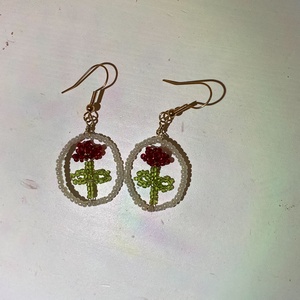 Keretes virág fülbevaló - ékszer - fülbevaló - lógó fülbevaló - Meska.hu