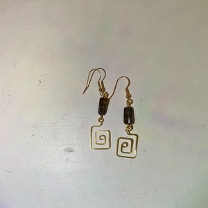 Barna köves fülbevaló - ékszer - fülbevaló - lógó fülbevaló - Meska.hu