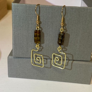 Barna köves fülbevaló, Ékszer, Fülbevaló, Lógó fülbevaló, Ékszerkészítés, MESKA