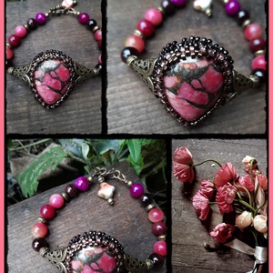 Jáde és gránát karkötő - Meska.hu