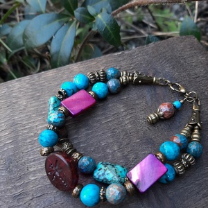 Lila-türkiz karkötő - Meska.hu