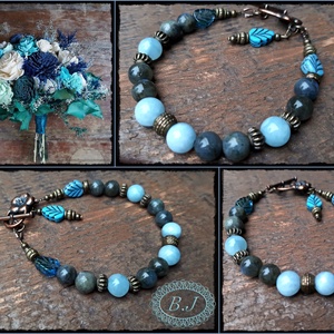 Labradorit és akvamarin karkötő - ékszer - karkötő - gyöngyös karkötő - Meska.hu